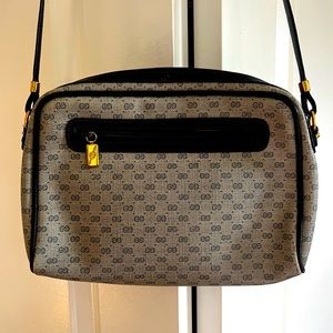 Gucci Micro GG Vintage Crossbody Shoulder Bag Coated Canvas Leather